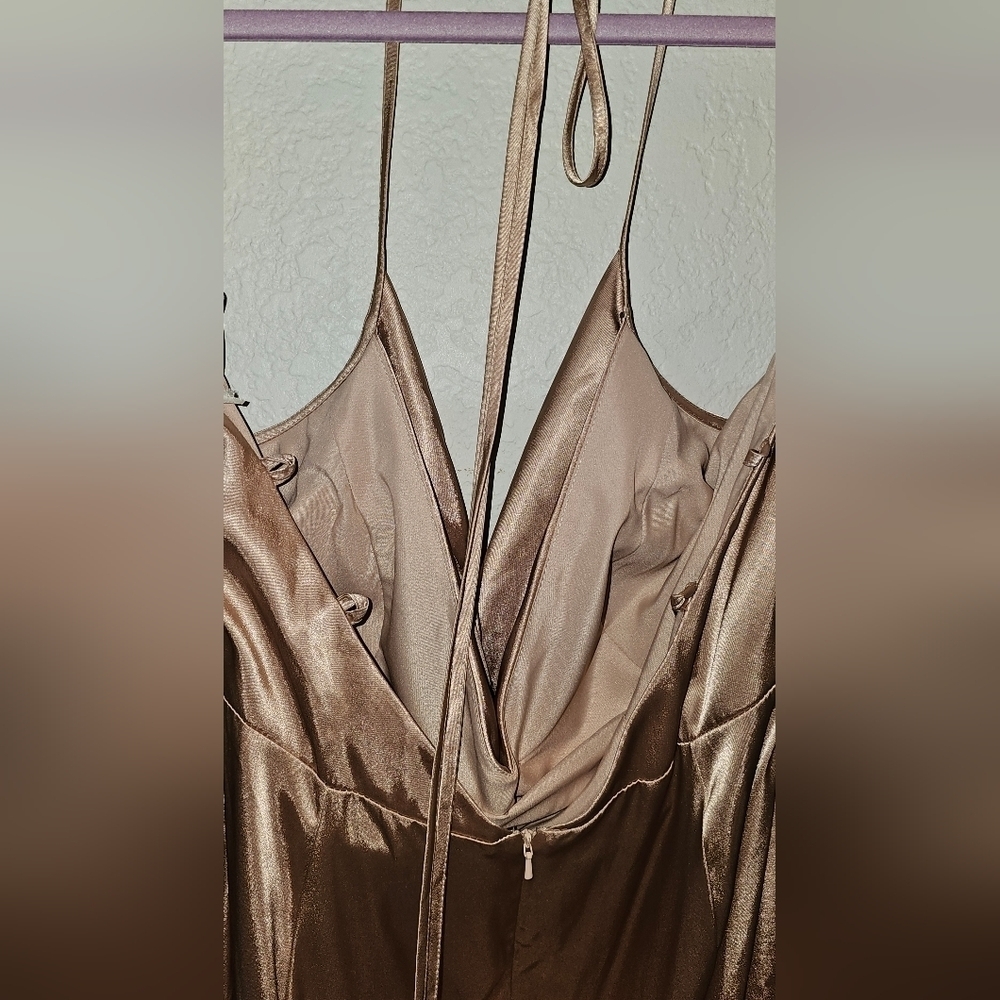 GALINA SIGNATURE CHARMEUSE COWL NECK SATIN DRESS COLOR SAND PALE PINK SZ 16 NEW - Picture 10 of 11